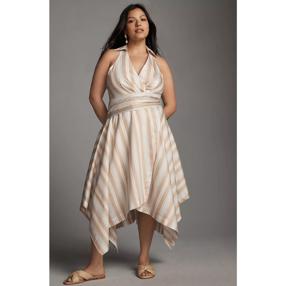 NWT Maeve Asymmetrical Striped Wrap Shirt Dress - 16W - Picture 1 of 5